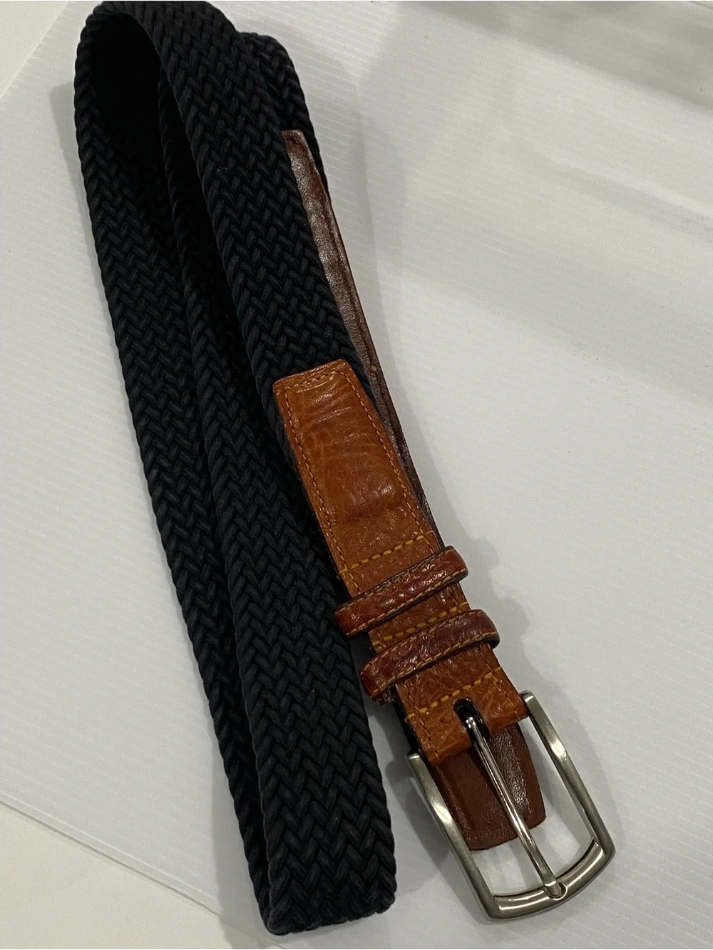 Torino Italian Woven Cotton Elastic Belt Black